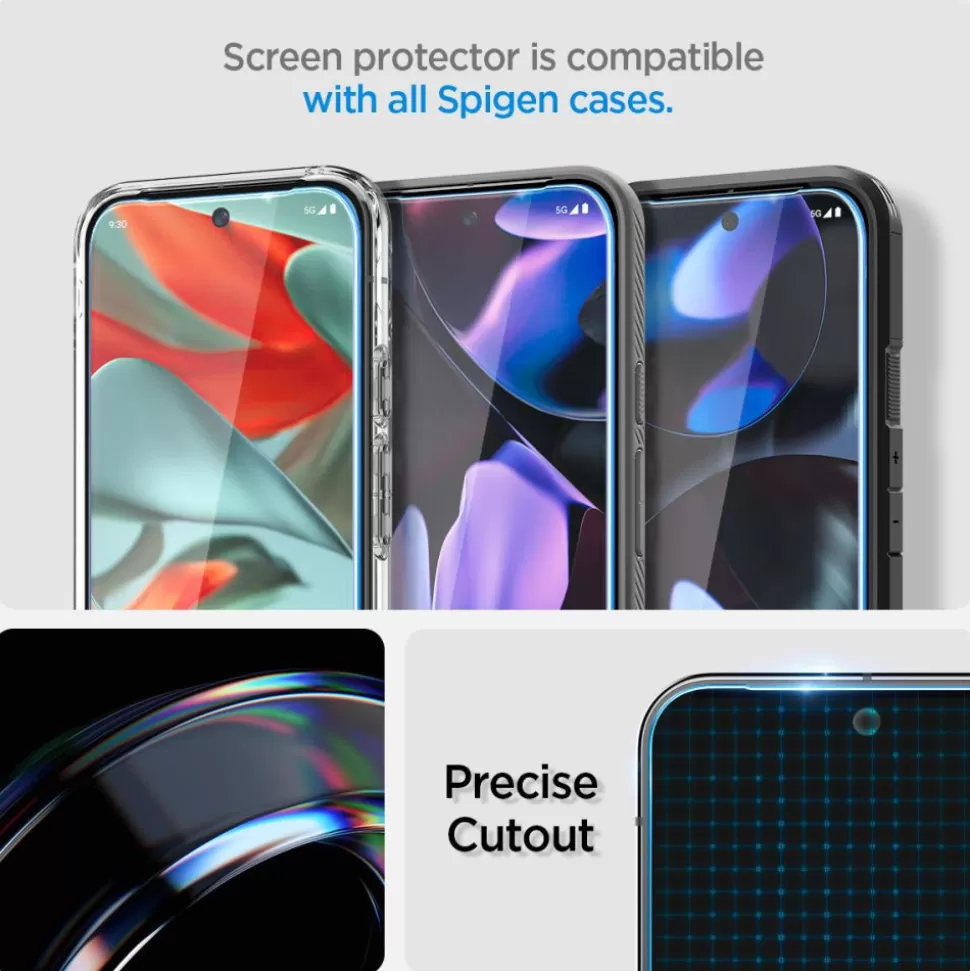 Spigen Pixel 9 | Pixel 9 Pro*SZKŁO HARTOWANE GLAS.TR ”EZ FIT” 2-PACK GOOGLE PIXEL 9 / 9 PRO CLEAR