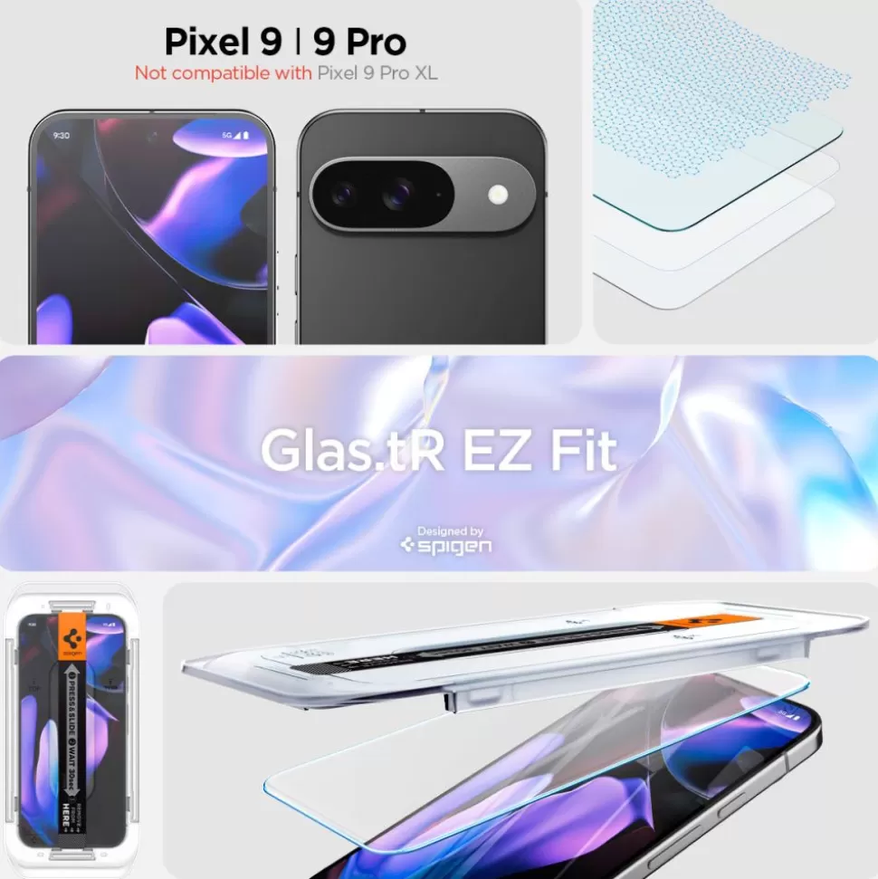 Spigen Pixel 9 | Pixel 9 Pro*SZKŁO HARTOWANE GLAS.TR ”EZ FIT” 2-PACK GOOGLE PIXEL 9 / 9 PRO CLEAR