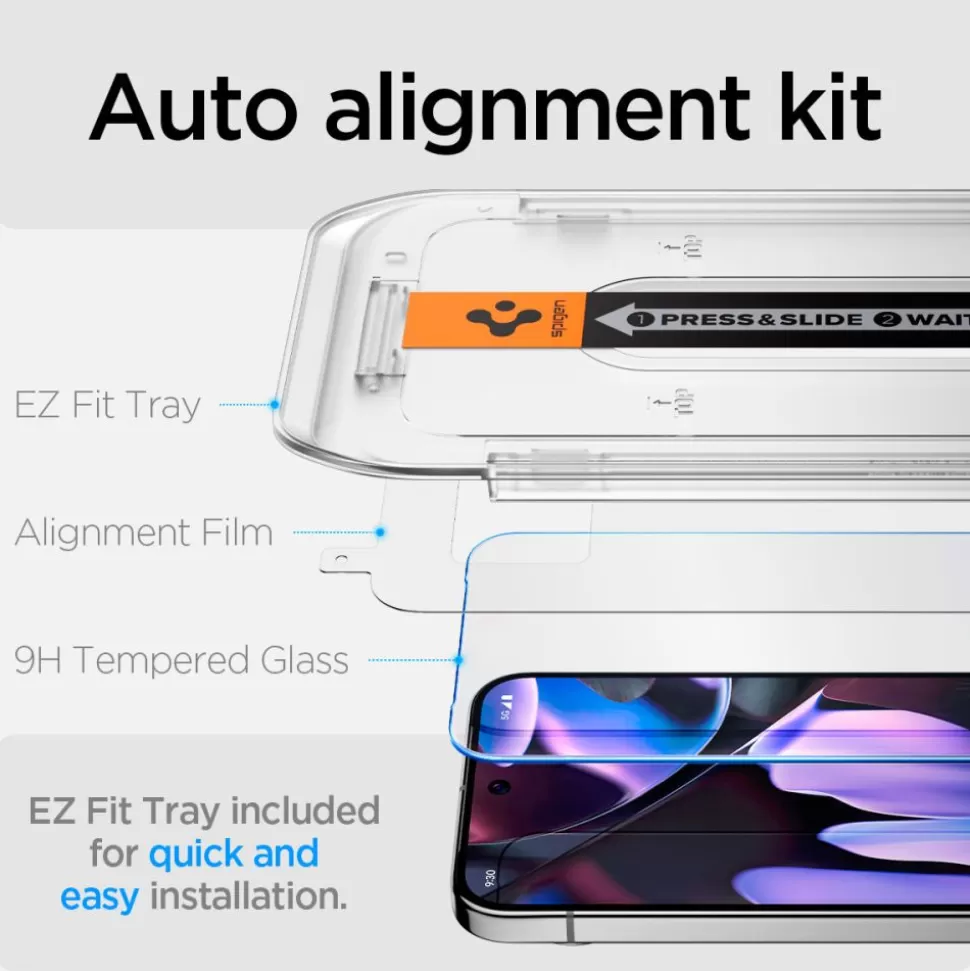 Spigen Pixel 9 | Pixel 9 Pro*SZKŁO HARTOWANE GLAS.TR ”EZ FIT” 2-PACK GOOGLE PIXEL 9 / 9 PRO CLEAR
