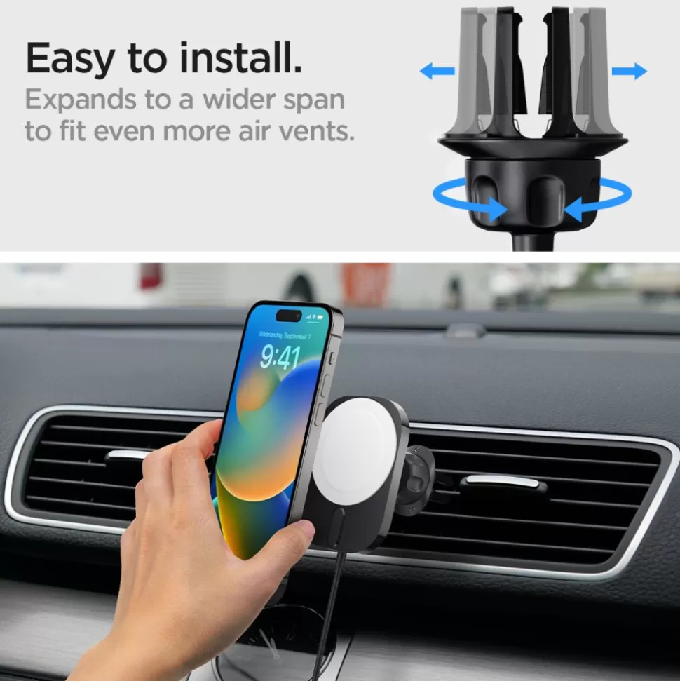 Spigen Iphone 12 Mini | Iphone 12*Uchwyt Itm12w Onetap Pro 3 Magnetic Magsafe Vent Car Mount Wireless Charger Black