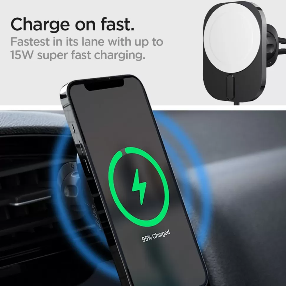 Spigen Iphone 12 Mini | Iphone 12*Uchwyt Itm12w Onetap Pro 3 Magnetic Magsafe Vent Car Mount Wireless Charger Black