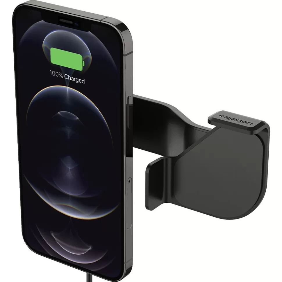 Spigen Iphone 12 Mini | Iphone 12*UCHWYT ITT90W ONETAP MAGNETIC MAGSAFE SCREEN CAR MOUNT WIRELESS CHARGER TESLA MODEL 3 / Y / X / S BLACK