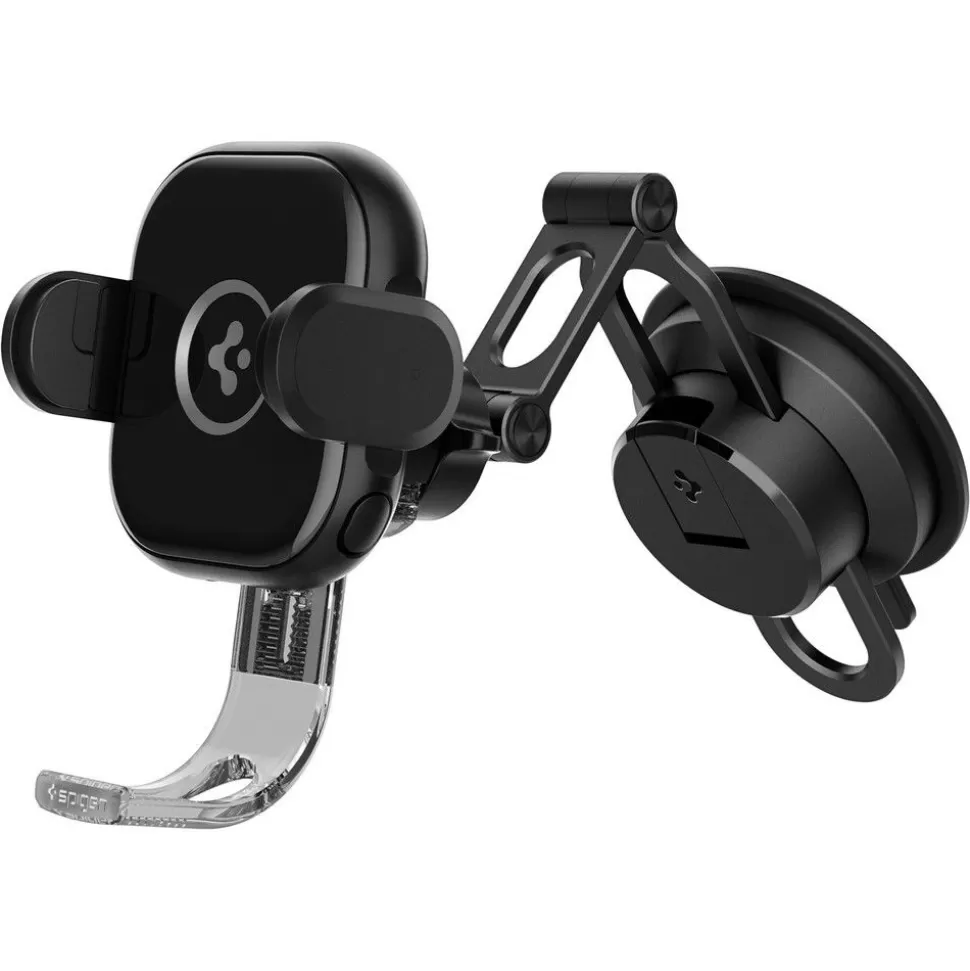 Spigen Uchwyty Samochodowe*Uchwyt Uts35w Onetap Universal Windshield & Dashboard Car Mount Wireless Charger Black